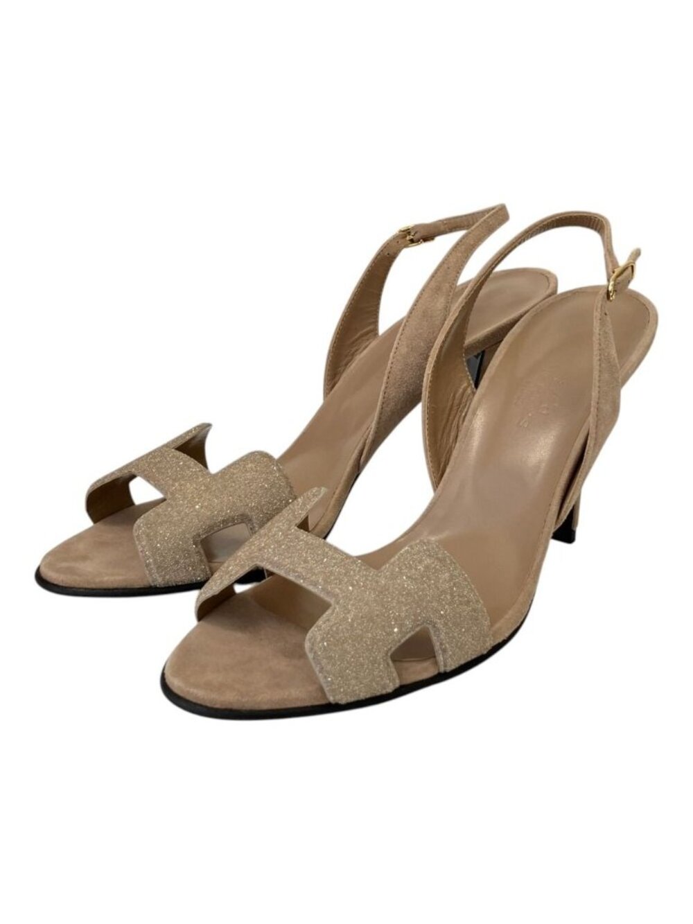 Hermes Night Slingback Sandals Greige